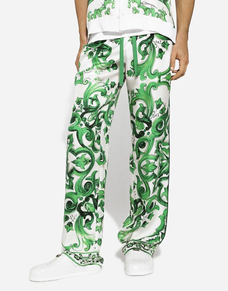 Dolce & Gabbana Pantalón estilo jogger en sarga de seda con estampado Maiolica Grandes ahorros