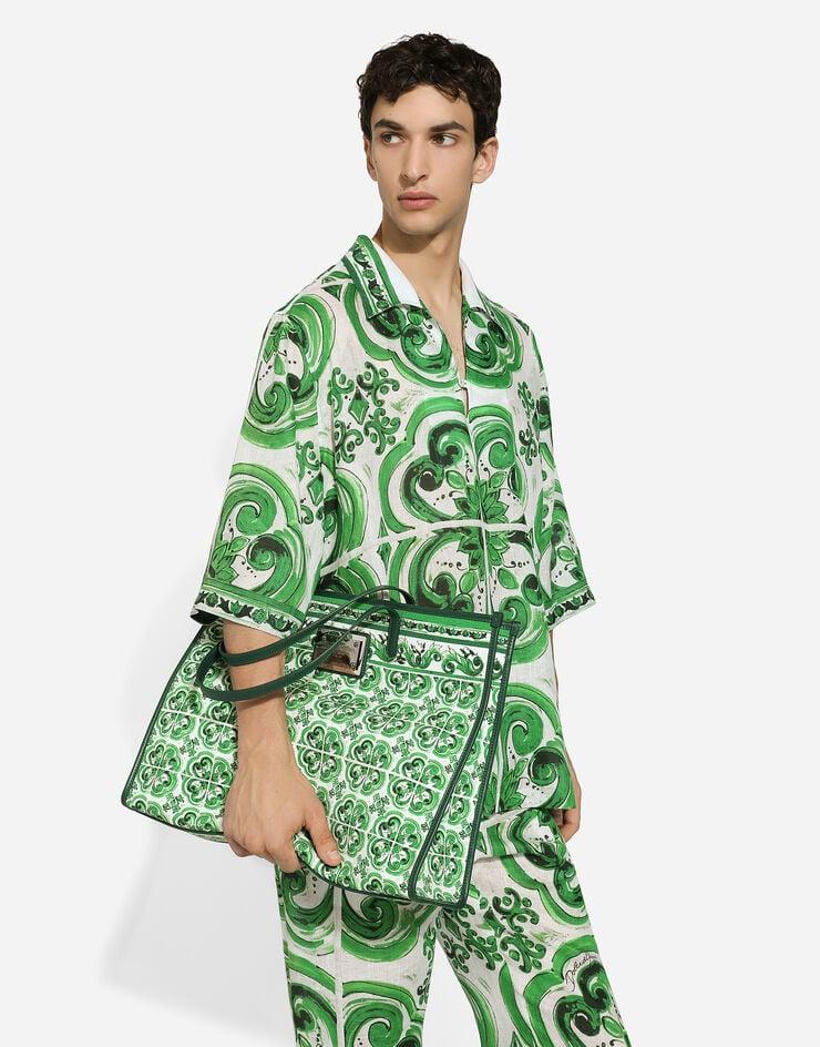 Dolce & Gabbana Bolso shopper grande de lona con estampado Maiolica Precio ultrabajo