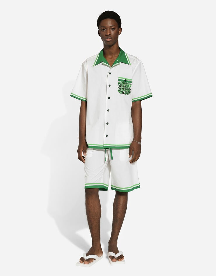 Dolce & Gabbana Camisa Hawaii de popelina con estampado Maiolica 2025
