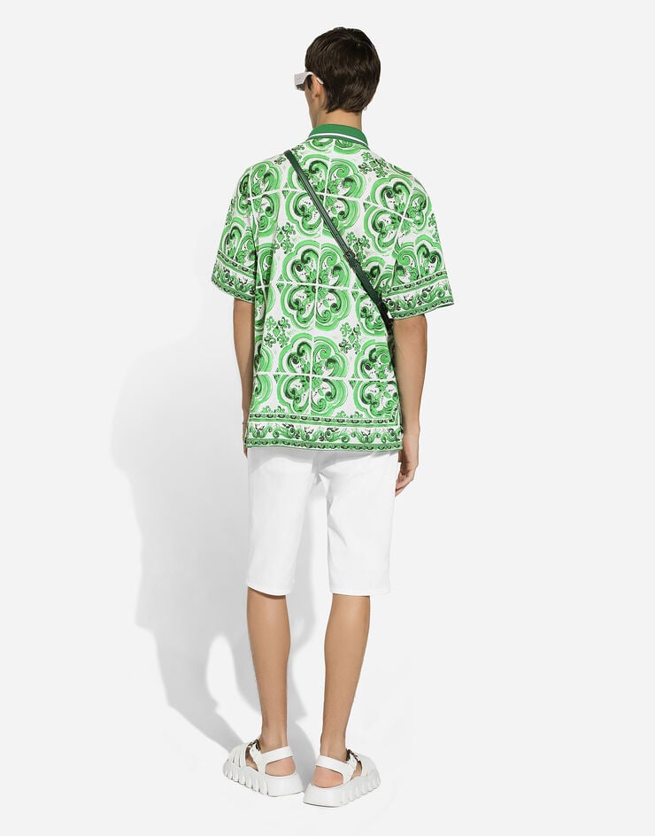Dolce & Gabbana Polo de algodón con estampado Maiolica Outlet