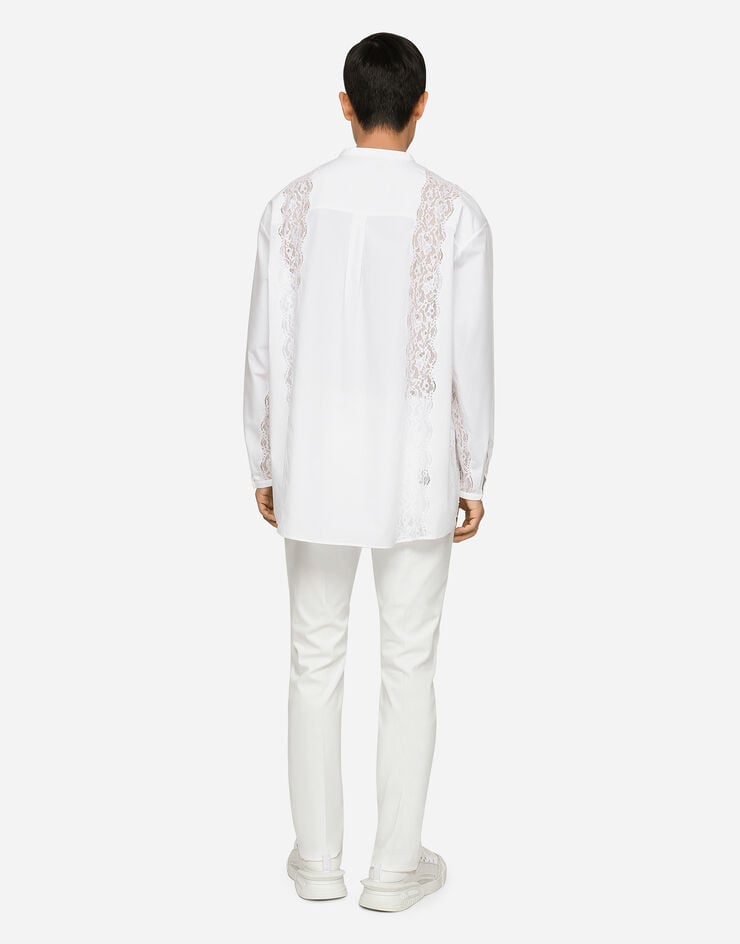Dolce & Gabbana Pantalón de algodón elástico con placa con logotipo Venta caliente