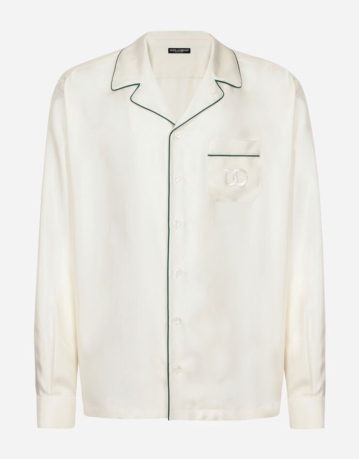 Dolce & Gabbana Camisa en sarga de seda con DG bordado
