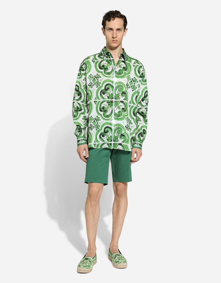 Dolce & Gabbana Camisa Hawaii de lino con estampado Maiolica Descuento