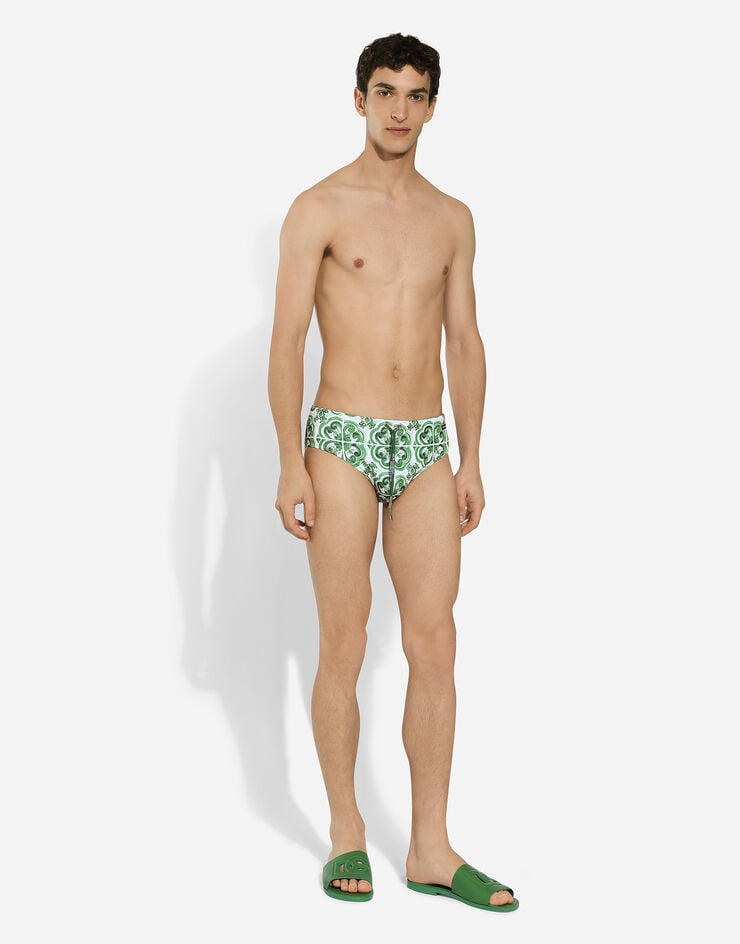 Dolce & Gabbana Bañador slip alto con estampado Maiolica Últimos 3 días