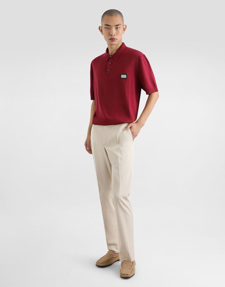 Dolce & Gabbana Pantalón de algodón elástico con placa con logotipo Tienda de fábrica
