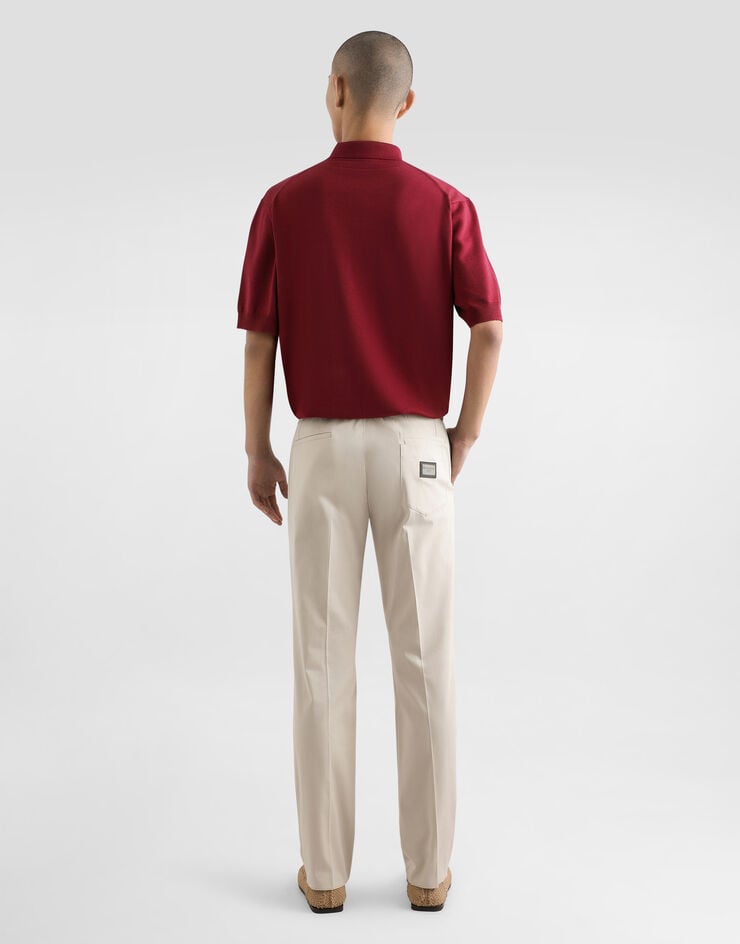 Dolce & Gabbana Pantalón de algodón elástico con placa con logotipo Tienda de fábrica