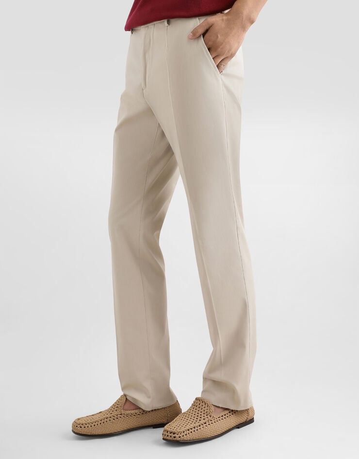 Dolce & Gabbana Pantalón de algodón elástico con placa con logotipo Tienda de fábrica