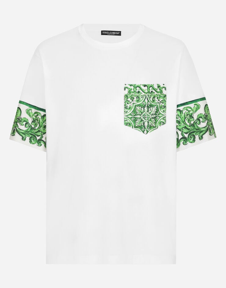 Dolce & Gabbana Camiseta de algodón con estampado Maiolica en minibolsillo