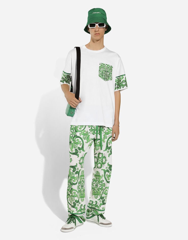 Dolce & Gabbana Camiseta de algodón con estampado Maiolica en minibolsillo Oferta exclusiva