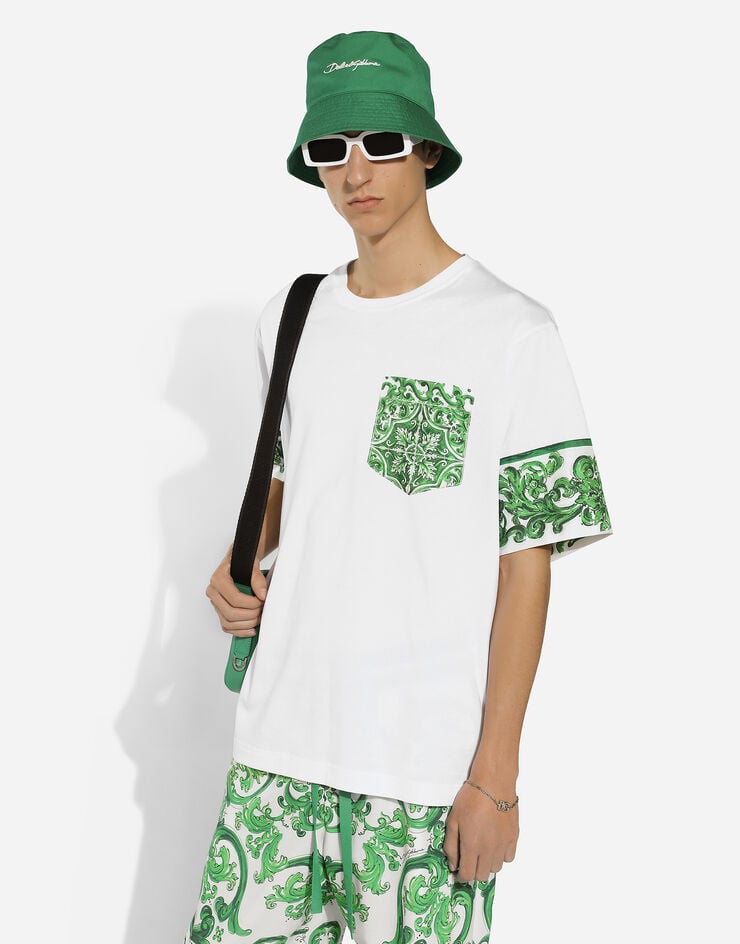Dolce & Gabbana Camiseta de algodón con estampado Maiolica en minibolsillo Oferta exclusiva