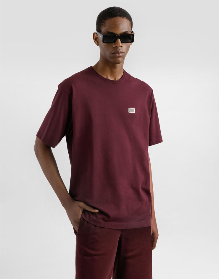 Dolce & Gabbana Camiseta de algodón con placa Promoción trimestral