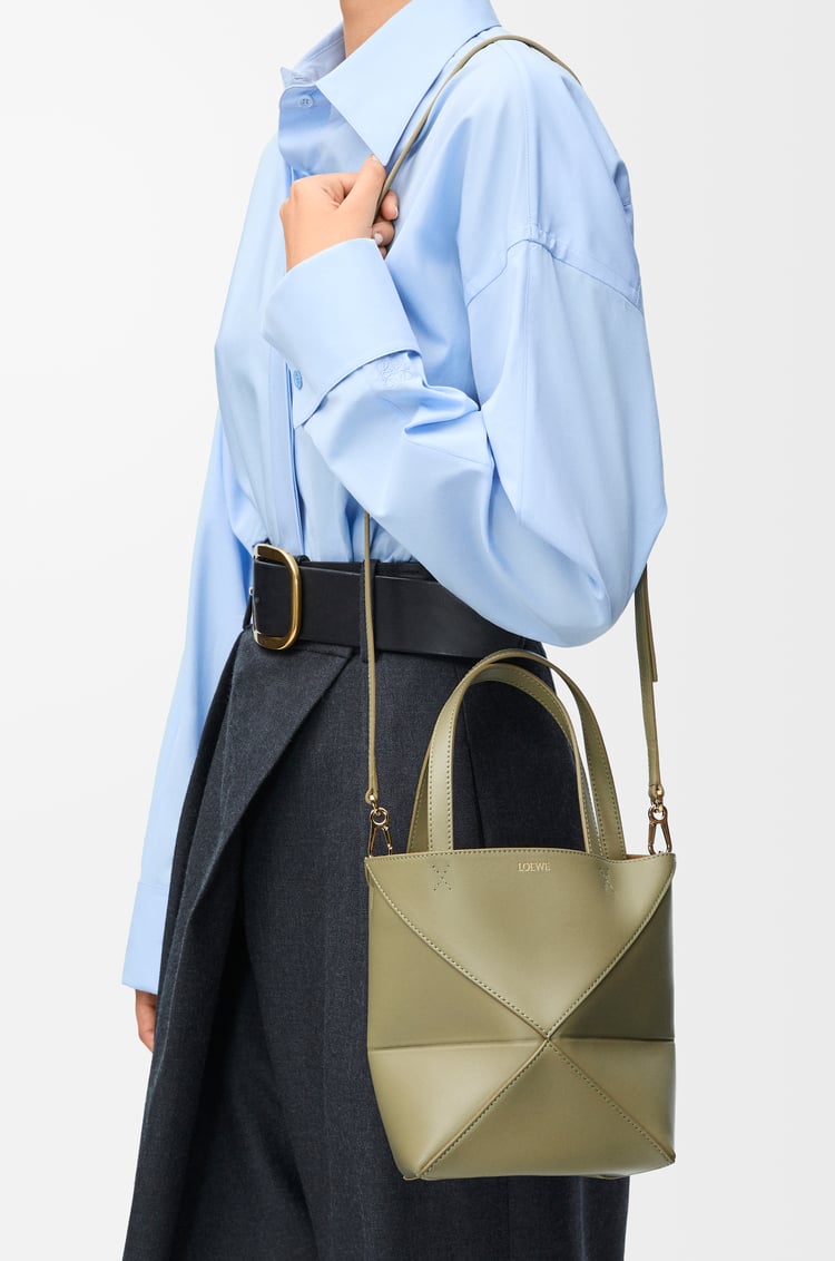 Loewe Mini Puzzle Fold tote in shiny calfskin 8 Colours Venta caliente