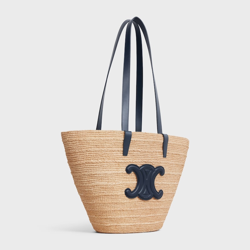 Celine BOLSO TRIOMPHE CELINE CLASSIC PANIER MEDIANO DE RAFIA Y PIEL DE BECERRO En oferta