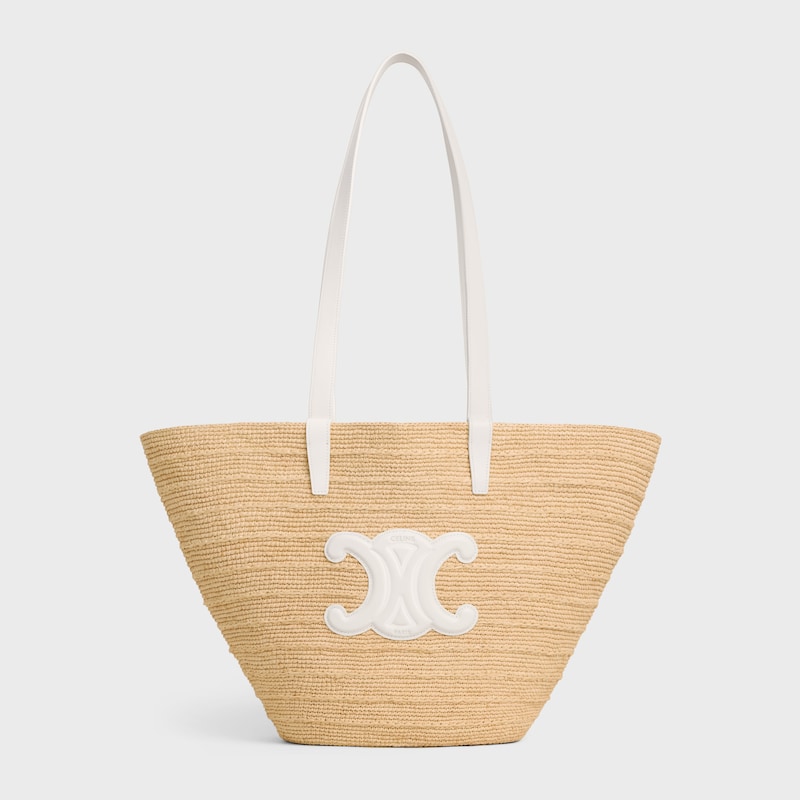 Celine BOLSO TRIOMPHE CELINE CLASSIC PANIER MEDIANO DE RAFIA Y PIEL DE BECERRO