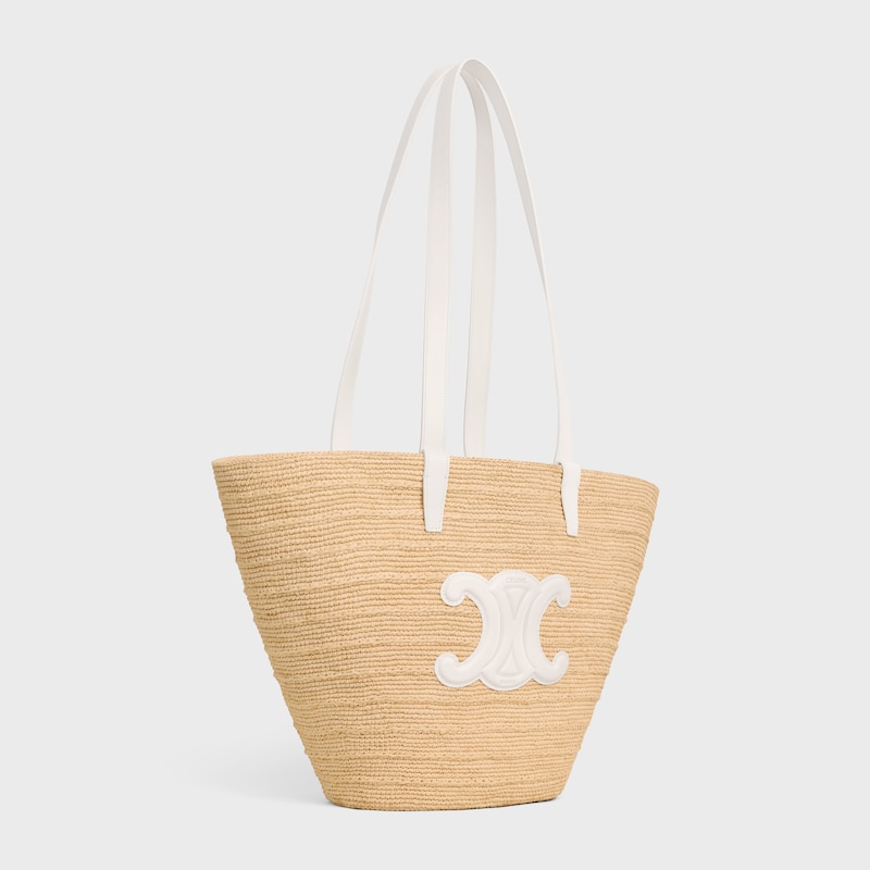 Celine BOLSO TRIOMPHE CELINE CLASSIC PANIER MEDIANO DE RAFIA Y PIEL DE BECERRO Rebajas de fábrica