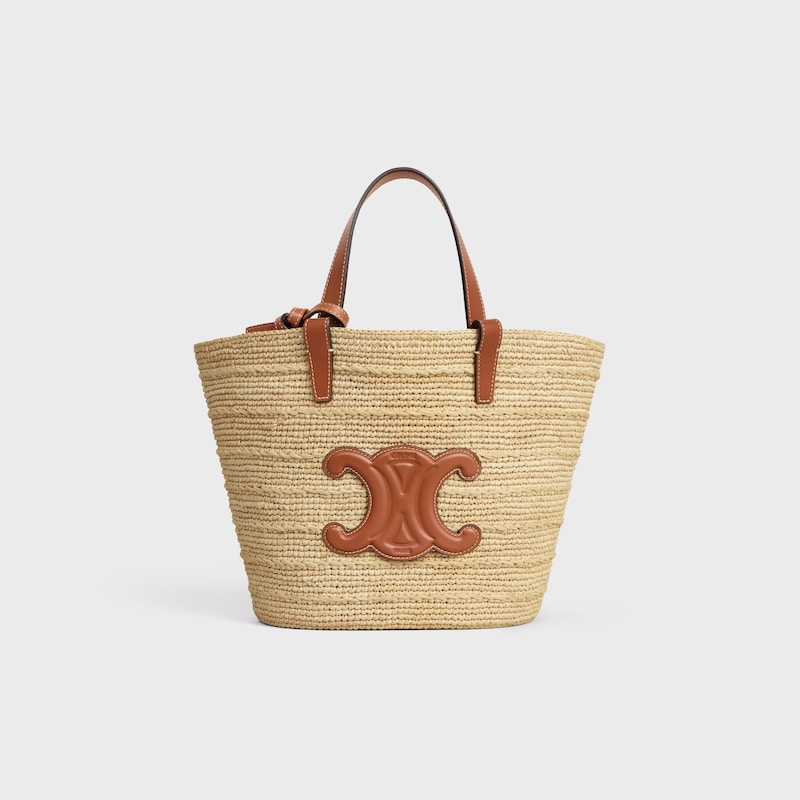 Celine BOLSO TEEN CELINE CLASSIC PANIER FLEXIBLE DE RAFIA Y PIEL DE BECERRO