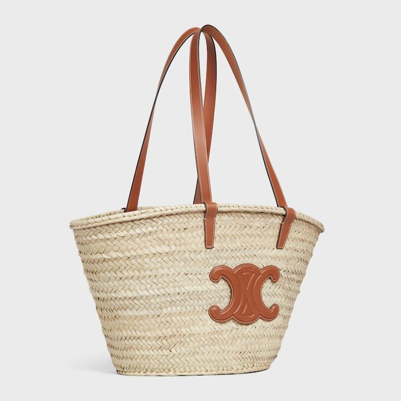 Celine Bolso Celine Classic Panier mediano de hojas de palma y piel de becerro Tienda
