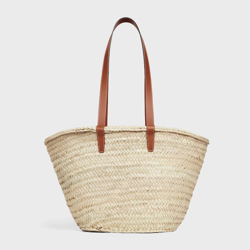 Celine Bolso Celine Classic Panier mediano de hojas de palma y piel de becerro Tienda