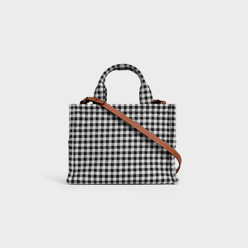 Celine BOLSO CABAS THAIS PEQUEÑO DE TEJIDO DE CUADRO VICHY Y PIEL DE BECERRO Mejor oferta