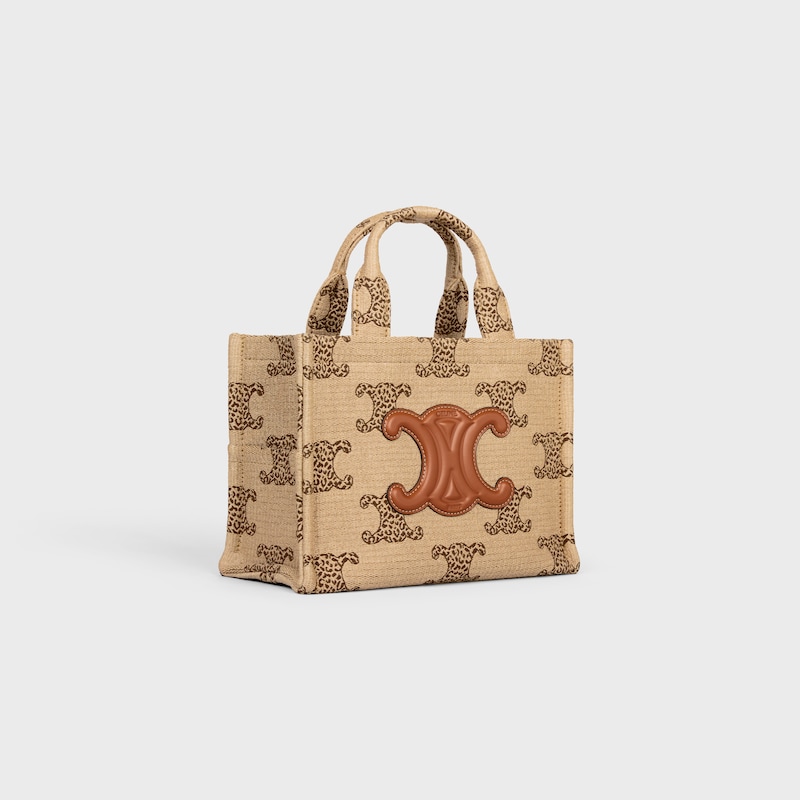 Celine BOLSO CABAS THAIS PEQUEÑO DE TEJIDO EFECTO RAFIA CON TRIOMPHE DE LEOPARDO Rebajas top