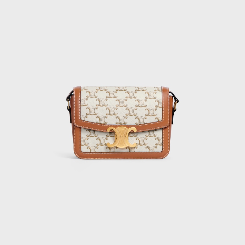 Celine Bolso Teen Triomphe de lona Triomphe y piel de becerro