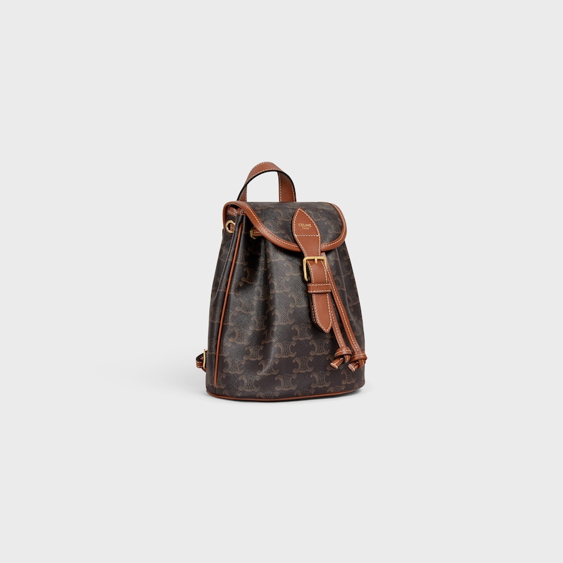 Celine MOCHILA FOLCO MINI de lona Triomphe y piel de becerro En línea