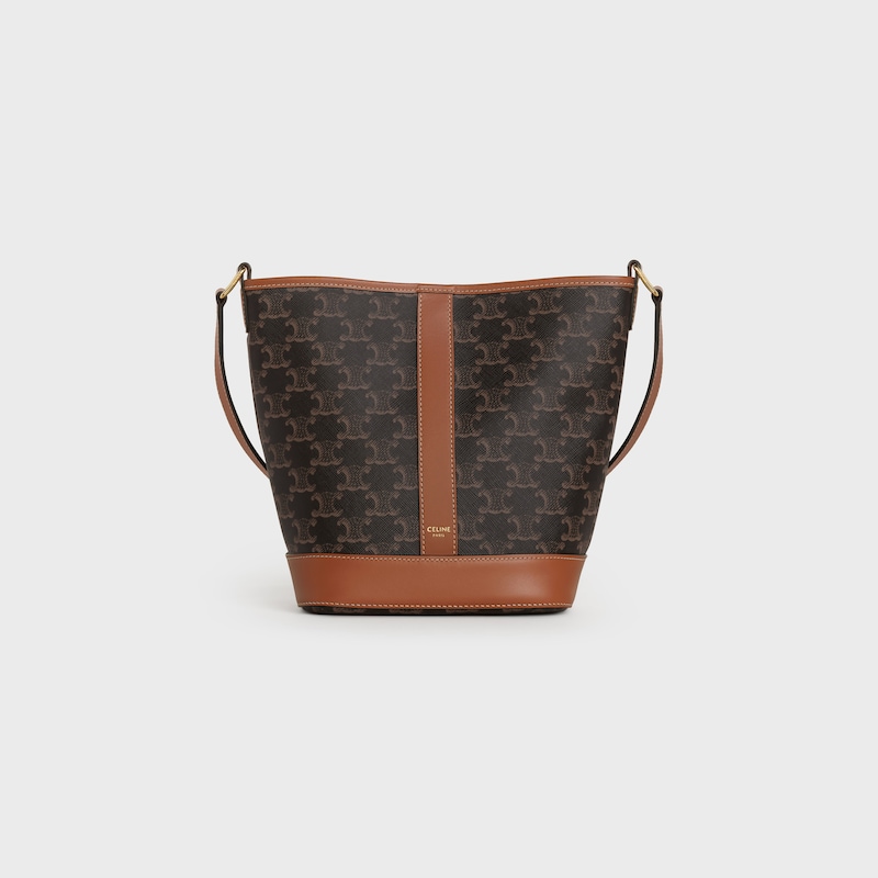 Celine Bolso cubo pequeño de lona Triomphe y piel de becerro