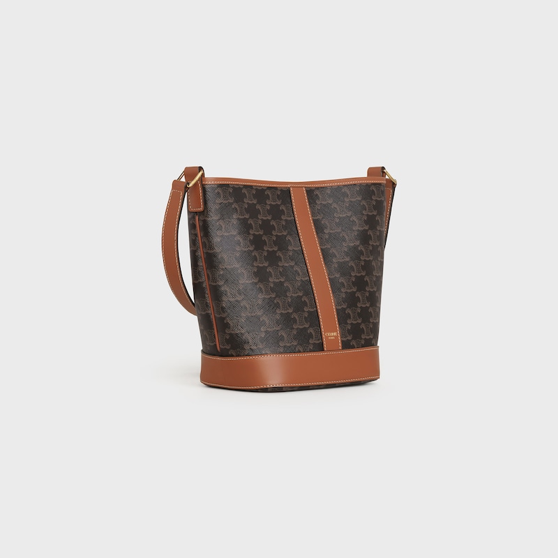 Celine Bolso cubo pequeño de lona Triomphe y piel de becerro Outlet online