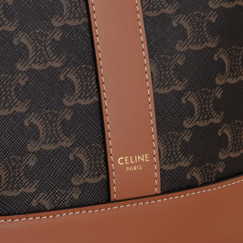 Celine Bolso cubo pequeño de lona Triomphe y piel de becerro Outlet online