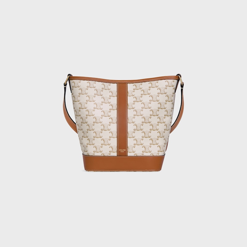 Celine Bolso cubo pequeño de lona Triomphe y piel de becerro
