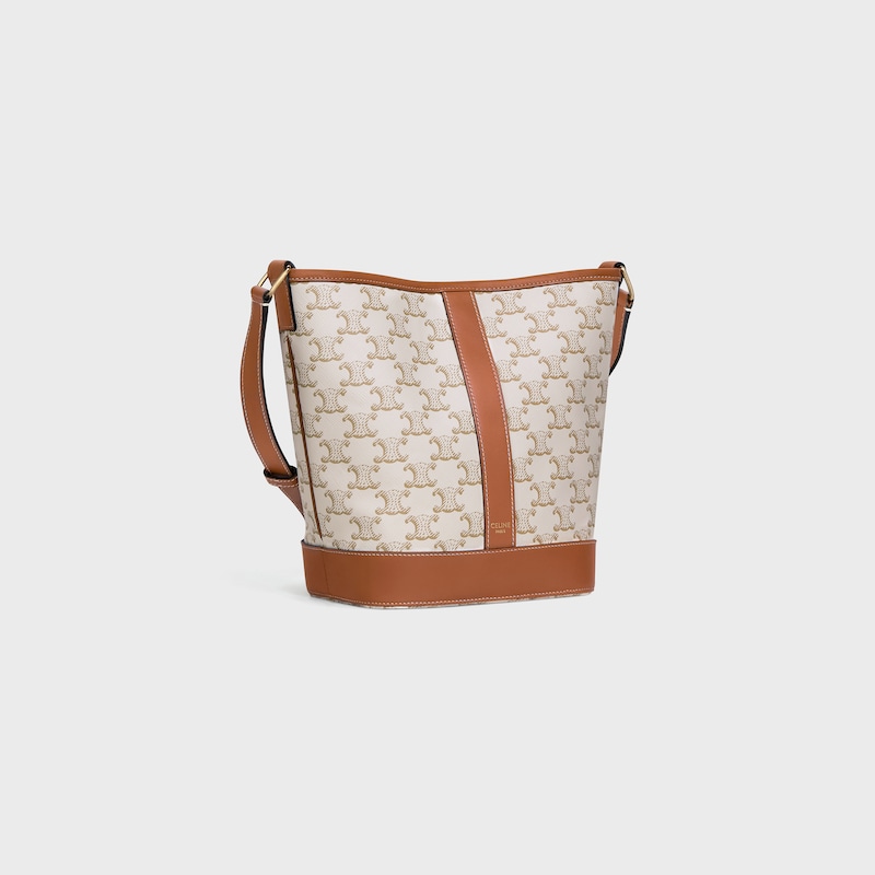 Celine Bolso cubo pequeño de lona Triomphe y piel de becerro Rebajas