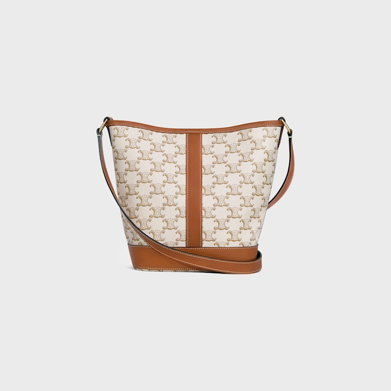 Celine Bolso cubo pequeño de lona Triomphe y piel de becerro Rebajas