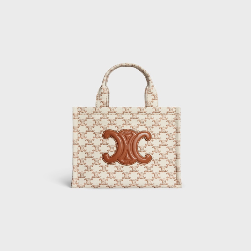 Celine BOLSO CABAS THAIS DE TEJIDO CON LONA TRIOMPHE ESTAMPADA Y PIEL DE BECERRO