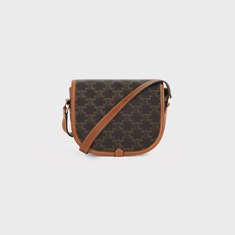 Celine Bolso Folco mediano de lona Triomphe y piel de becerro En oferta