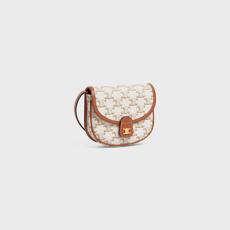 Celine Mini Besace de lona Triomphe y piel de becerro Outlet