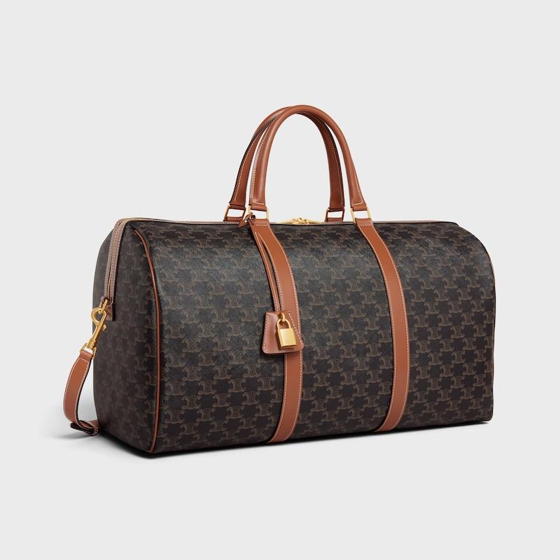 Celine Bolsa de viaje grande de lona Triomphe y piel de becerro Venta caliente