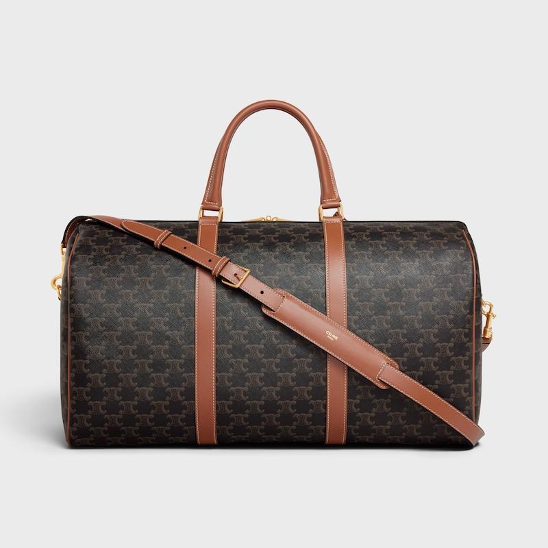 Celine Bolsa de viaje grande de lona Triomphe y piel de becerro Venta caliente