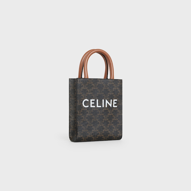 Celine Bolso Cabas vertical mini de lona Triomphe y piel de becerro con estampado Celine Los más vendidos