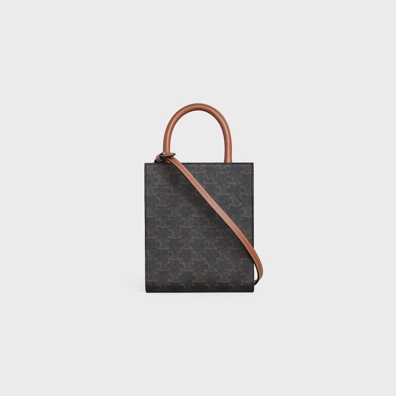 Celine Bolso Cabas vertical mini de lona Triomphe y piel de becerro con estampado Celine Los más vendidos