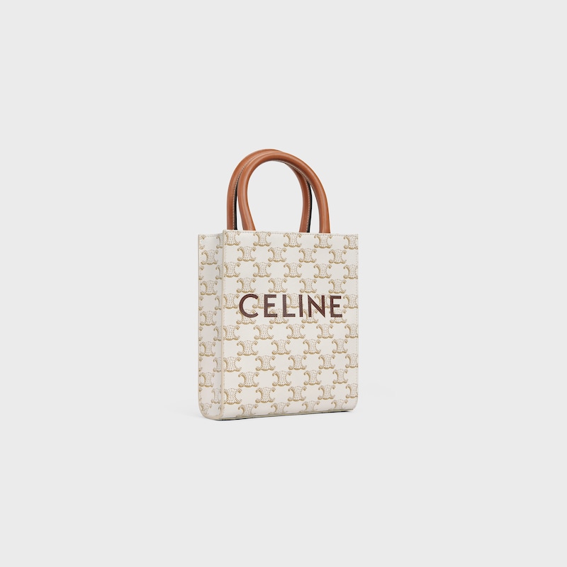 Celine Bolso Cabas vertical mini de lona Triomphe y piel de becerro con estampado Celine Ventas relámpago