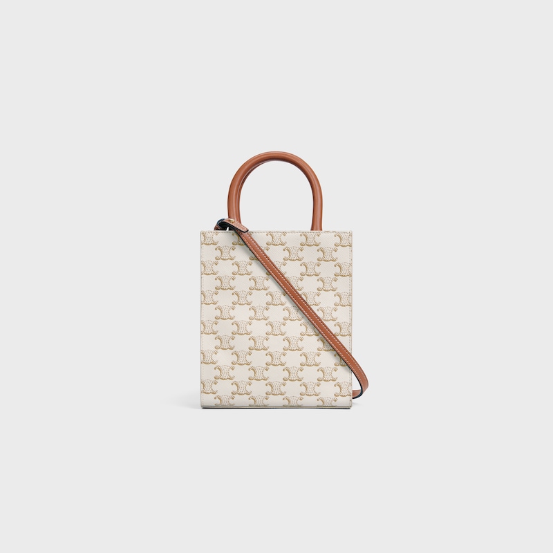 Celine Bolso Cabas vertical mini de lona Triomphe y piel de becerro con estampado Celine Ventas relámpago