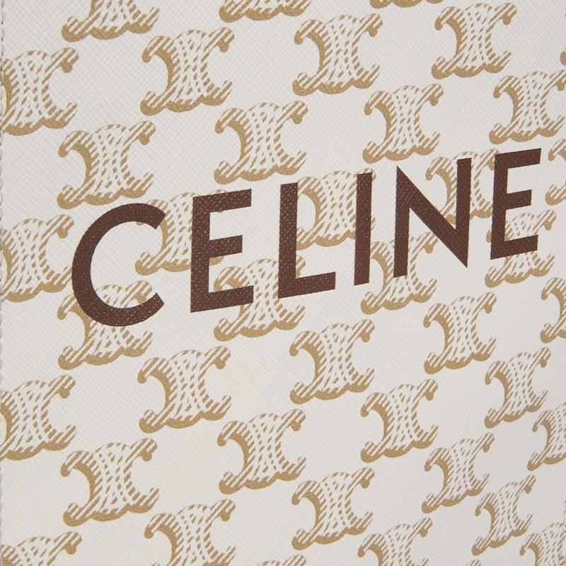 Celine Bolso Cabas vertical mini de lona Triomphe y piel de becerro con estampado Celine Ventas relámpago