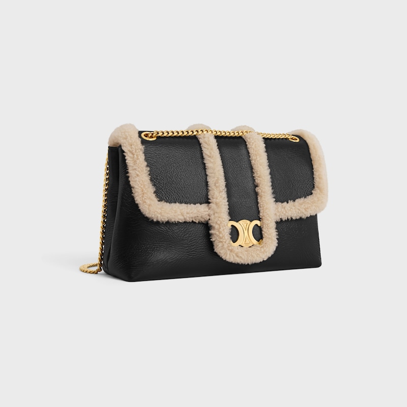 Celine BOLSO VICTOIRE CELINE GRANDE DE PIEL DE CORDERO FRUNCIDA Y PIEL DE BORREGO Último día