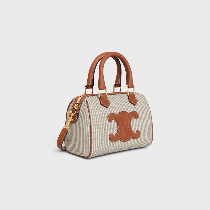 Celine BOLSO BOSTON PEQUEÑO DE TEJIDO DE RAYAS Y PIEL DE BECERRO Outlet online