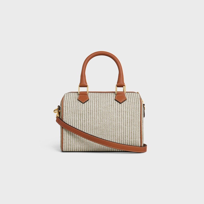 Celine BOLSO BOSTON PEQUEÑO DE TEJIDO DE RAYAS Y PIEL DE BECERRO Outlet online