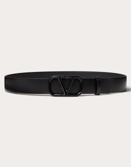 Valentino CINTURÓN DE 30 MM DE CUERO BRILLOSO DE BECERRO CON EL VLOGO SIGNATURE