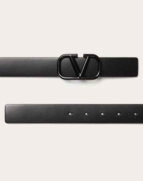 Valentino CINTURÓN DE 30 MM DE CUERO BRILLOSO DE BECERRO CON EL VLOGO SIGNATURE Precios de Black Friday