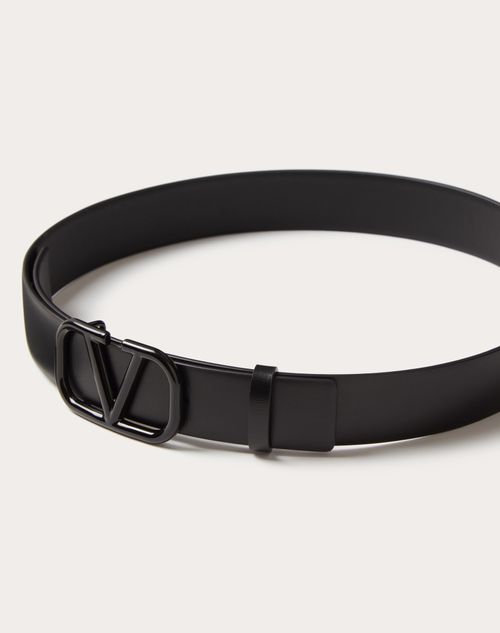 Valentino CINTURÓN DE 30 MM DE CUERO BRILLOSO DE BECERRO CON EL VLOGO SIGNATURE Precios de Black Friday