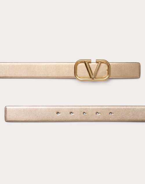 Valentino CINTURÓN REVERSIBLE DE 30 MM DE CUERO BRILLOSO Y METALIZADO DE BECERRO CON EL VLOGO SIGNATURE Última moda
