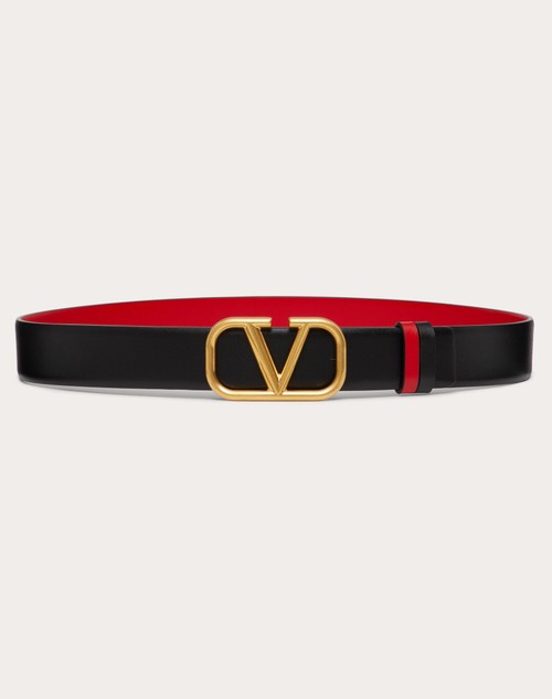 Valentino CINTURÓN REVERSIBLE VLOGO SIGNATURE DE PIEL DE BECERRO BRILLANTE DE 30 MM